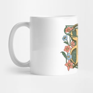 Art Nouveau Letter D, Ornamental Letter D, Art Deco Mug